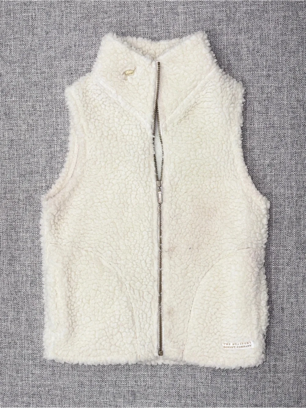 The Beaufort Bonnet Company Cream Sherpa Zip Vest size 5